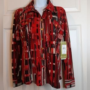 BUNDLE SAVE Wren London Multicolored Button Down Jacket Sequins Reds NWT Siz…